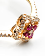 0.20Ctw Diamond & 0.18Ctw Ruby 14K Yellow Gold Ring Size 7 1.6Dwt
