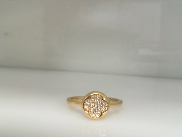 0.10Ctw 14K Yellow Gold Diamond Flower Ring Size 7 1.8Dwt