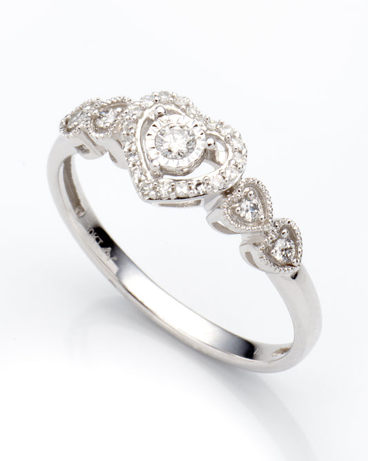 0.15Ctw 10K White Gold Lds Diamond Fashion Ring Size 7 1.1Dwt