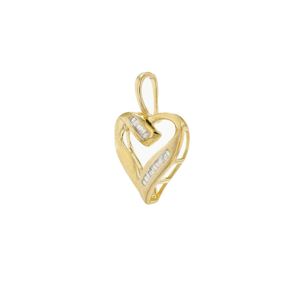 0.04Ctw 10K Yellow Gold Diamond Heart Pendant 0.8Dwt