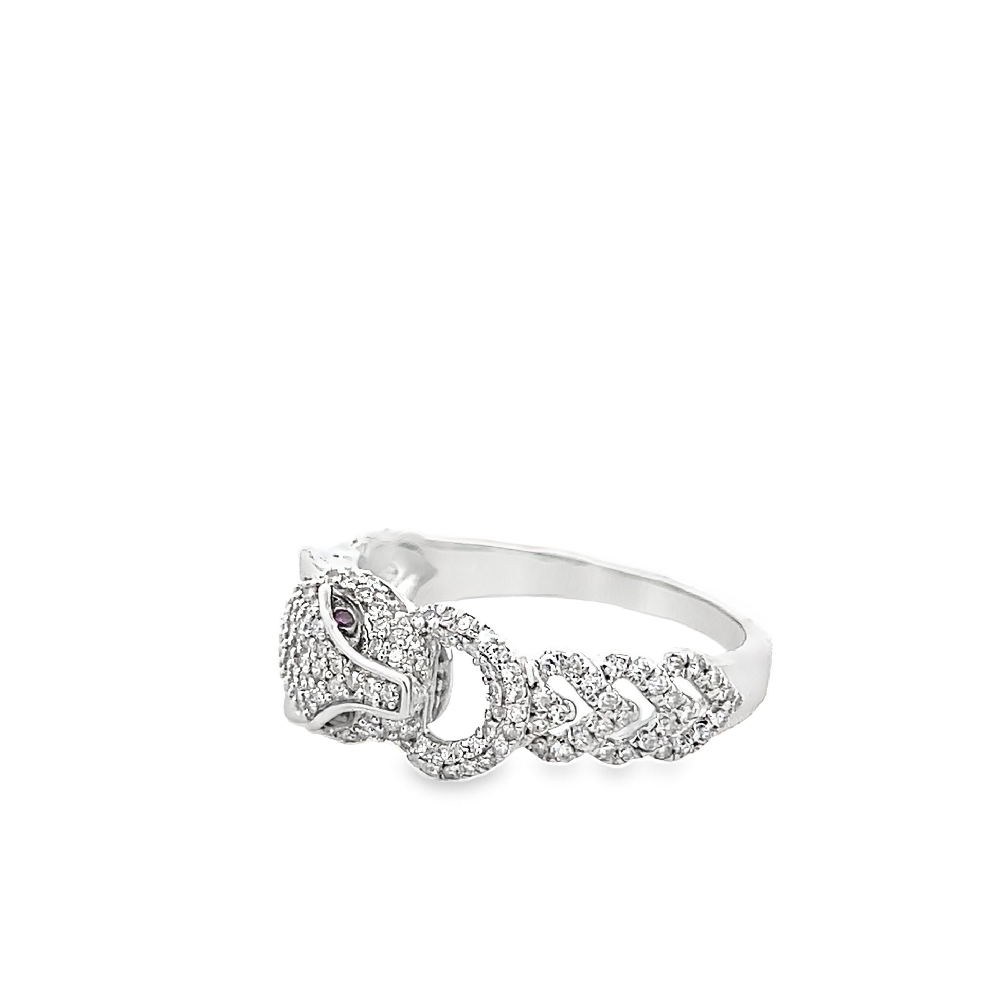 0.50Ctw 14K White Gold Panther Style Diamond Fashion Ring Size 7 2.1Dwt