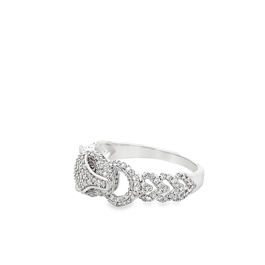 0.50Ctw 14K White Gold Panther Style Diamond Fashion Ring Size 7 2.1Dwt