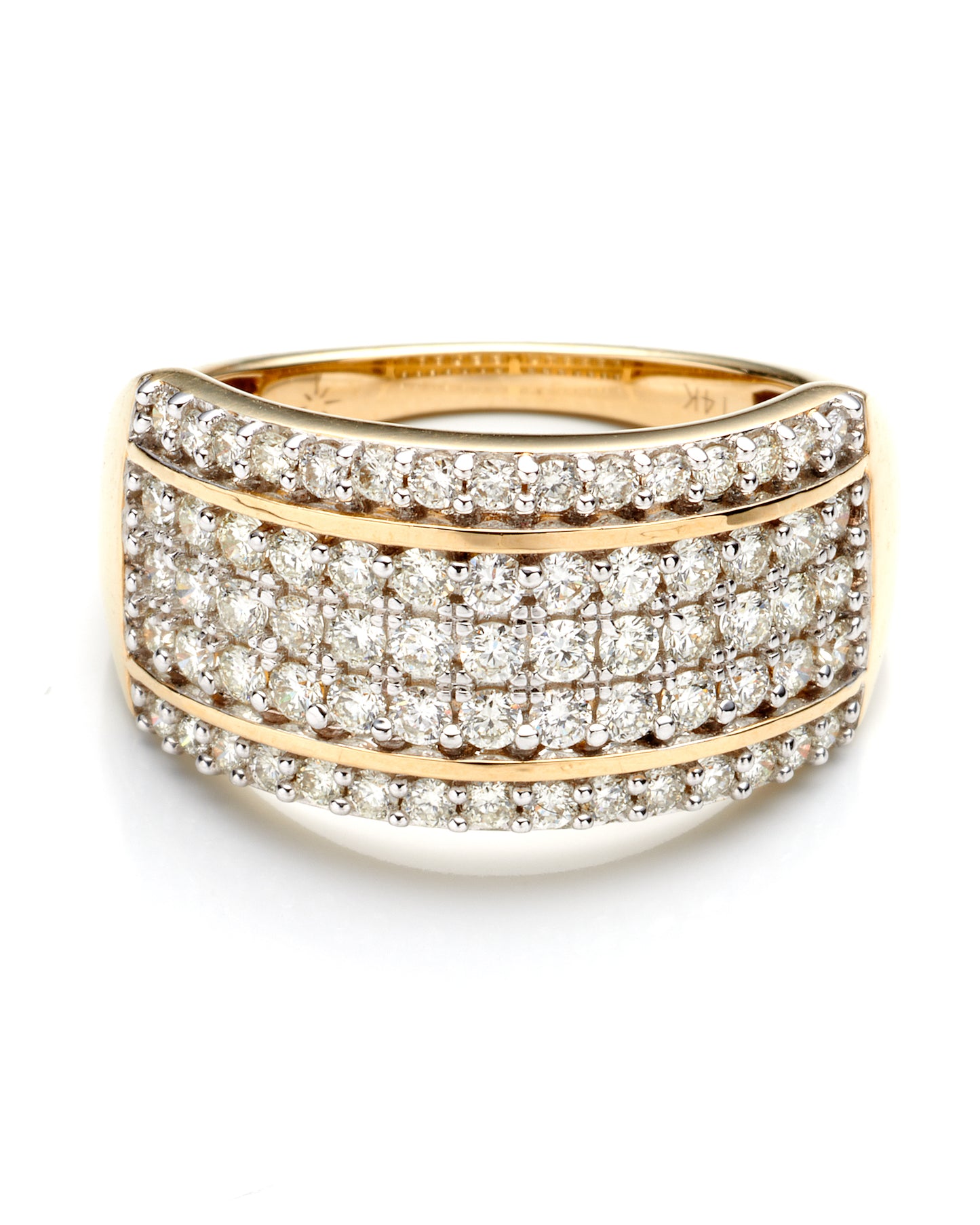 1.0Ctw 14K Yellow Gold Diamond Fashion Ring Size 7 3.2Dwt