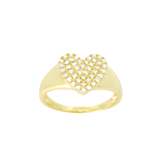 0.24Ct 14K Yellow Gold Diamond Heart Ring Size 7 1.8Dwt