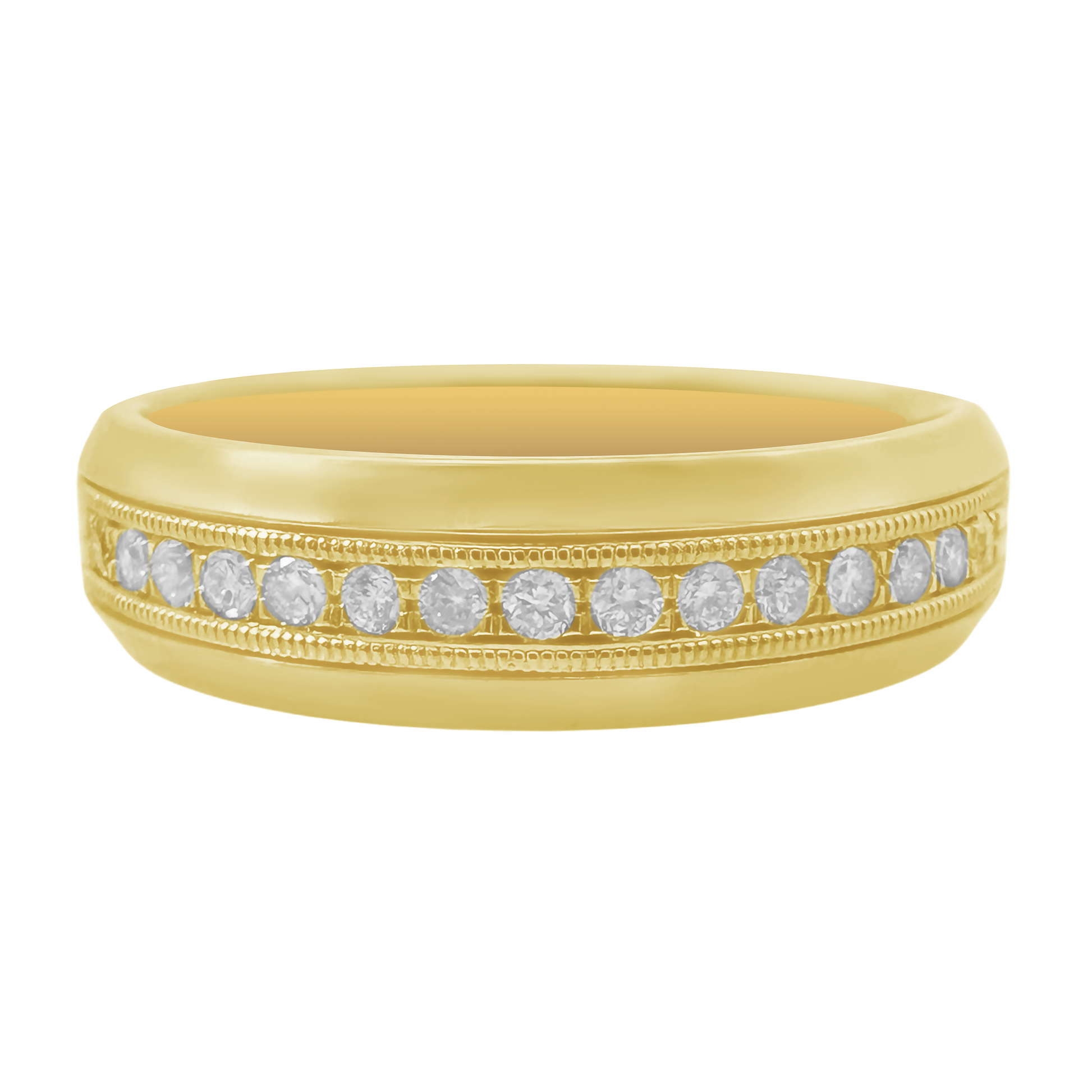 0.25Ctw 10K Yellow Gold Diamond Wedding Band Mens Size 10 3.9Dwt