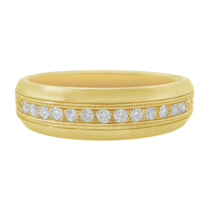 0.25Ctw 10K Yellow Gold Diamond Wedding Band Mens Size 10 3.9Dwt