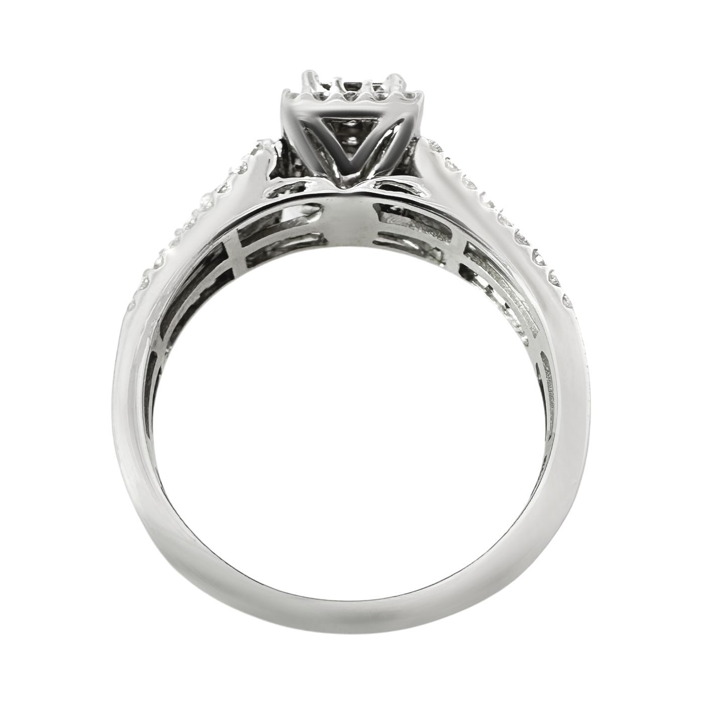 0.55Ctw 10K White  Gold Diamond Engagement Rings Size 7 2.2Dwt