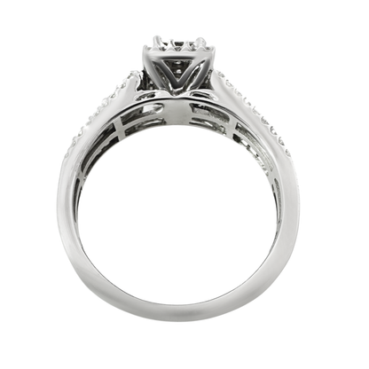0.55Ctw 10K White  Gold Diamond Engagement Rings Size 7 2.2Dwt