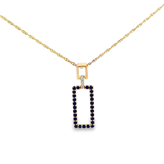 0.48 Sard/0.02 Ctw Dird 14K Yellow Gold Sapphire & Dia Pendant 1.3Dwt