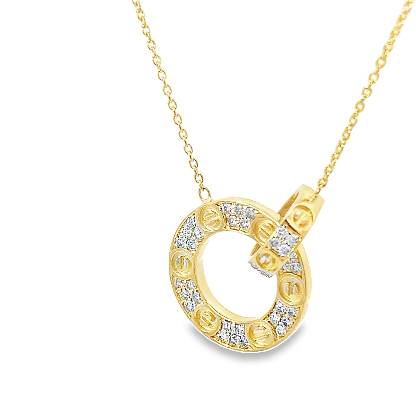 0.34Ctw 18K Yellow Gold Diamond Screw Style Pendant Necklace 19In 2.9Dwt