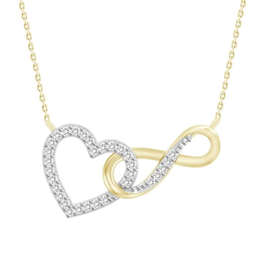 0.10Ctw 10K Yellow Gold Diamond Infinity Heart Necklace 18In 0.8Dwt