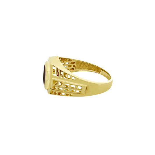 10K Yellow Gold Mens Brown Stone Ring Size 13 2.6Dwt
