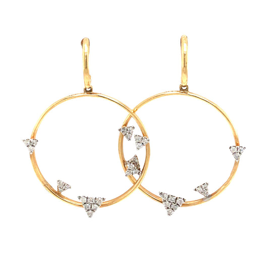 (Uj2)0.19Ctw 14K Yellow Gold Diamond Earrings 2.3Dwt