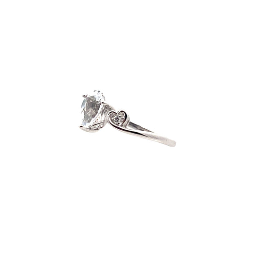 1.32 Wtpr/0.03Ctw Dird 14K White Gold White Topaz & Dia Ring Size 7 1.3Dw