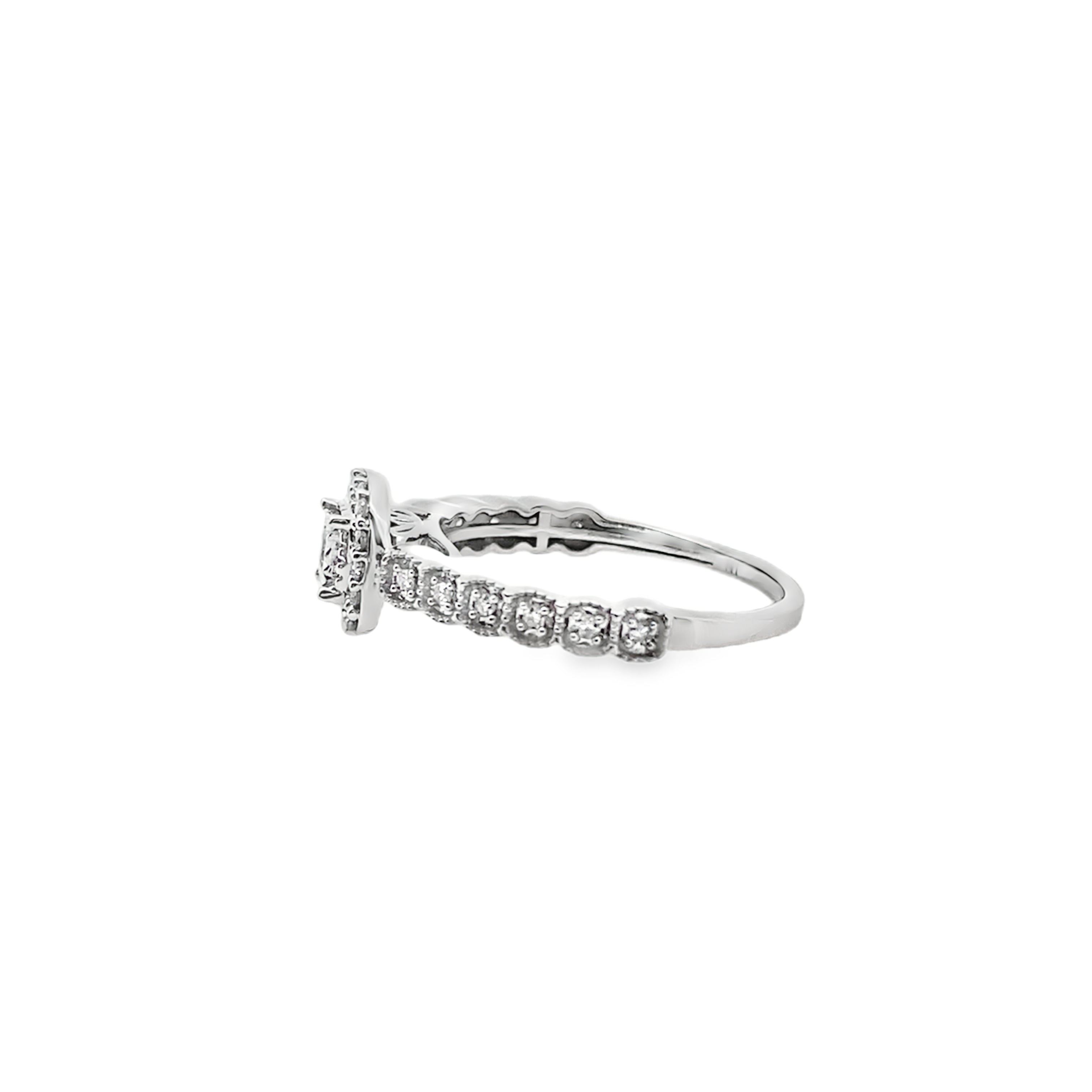 0.25Ct 14K White Gold Diamond Engagement Ring Size 7 1.7Dwt
