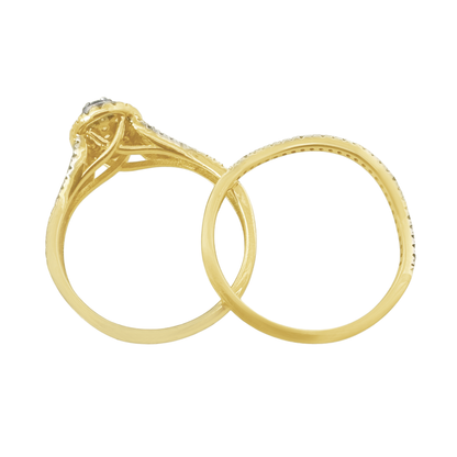 0.42Ctw 10K Yellow Gold Diamond Wedding Set Ring Size 7 1.8Dwt