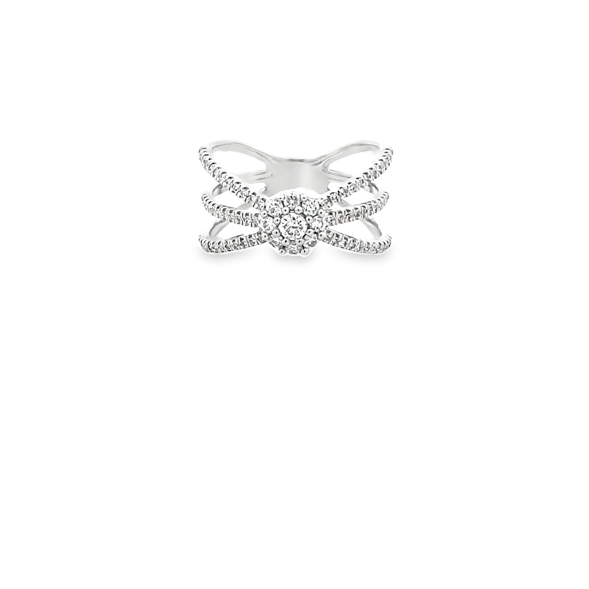 0.50Ctw 14K White Gold Diamond Fashion Ring Size 7 2.2Dwt