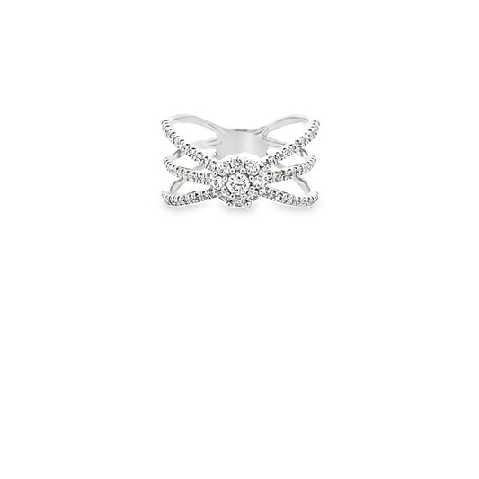 0.50Ctw 14K White Gold Diamond Fashion Ring Size 7 2.2Dwt