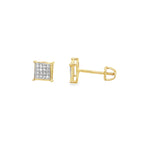 0.10Ctw 10K Yellow Gold Diamond Square Stud Earrings