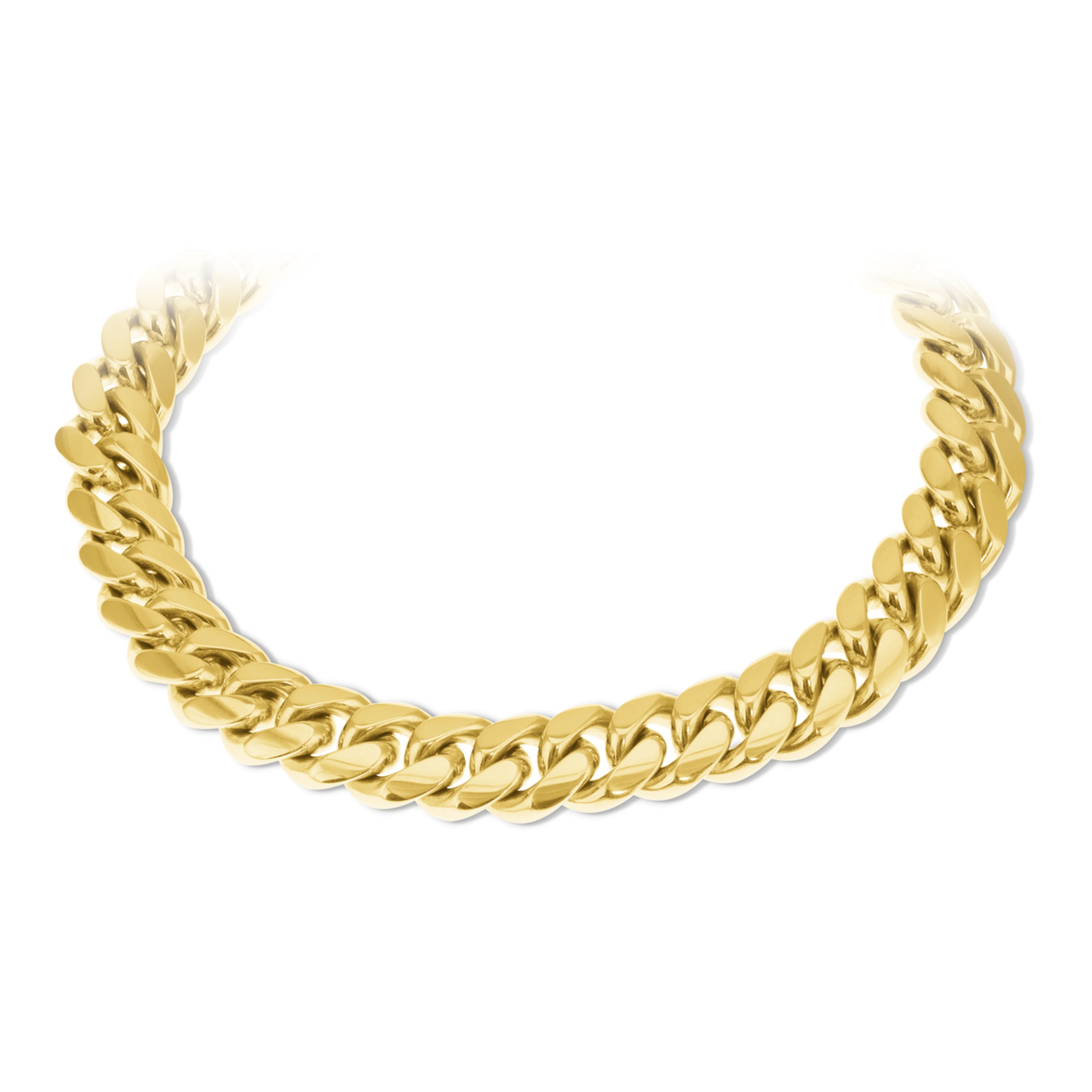10K Yellow Gold Triple Clasp Cuban Link Bracelet 10Mm 7In 34.6Dwt