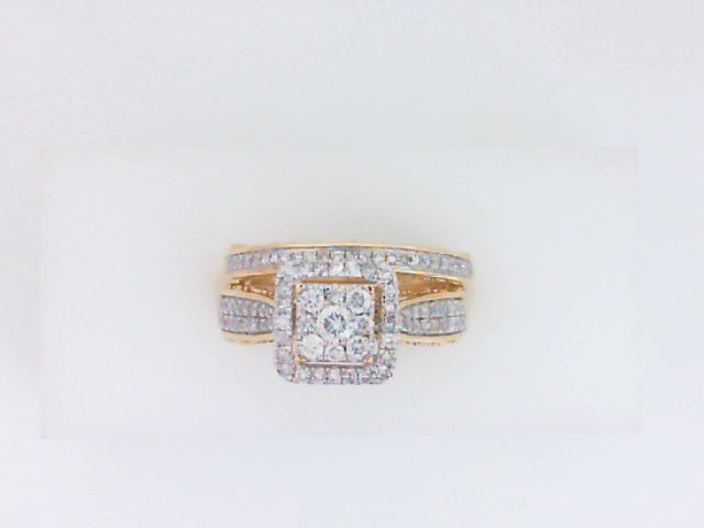 0.75Ctw 14K Yellow Gold Square Diamond Bridal Set Size 7 3.3