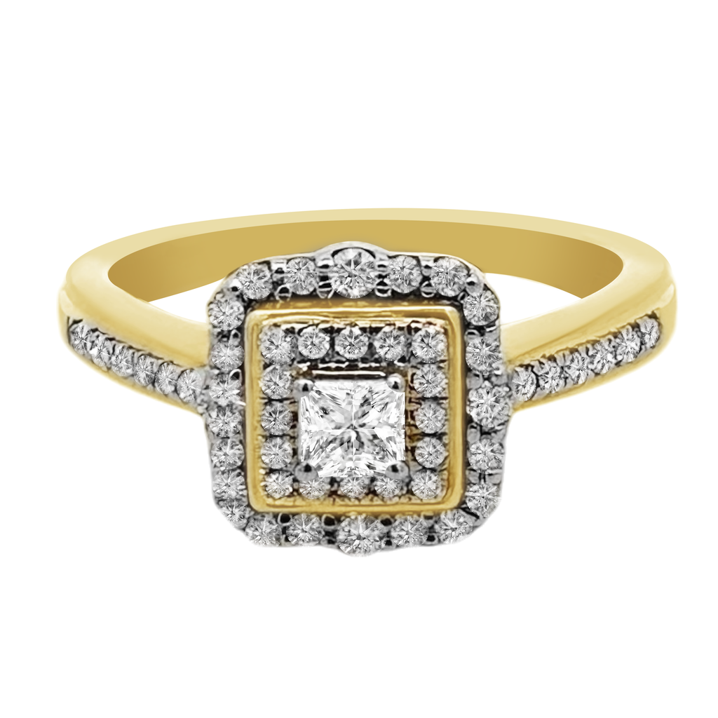 0.45Ctw 10K Two Tone Diamond Engagement Ring Size 7 1.9Dwt