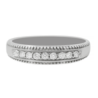 0.20Ct 10K White  Gold Diamond Mens Wedding Band Size 10 2.2Dwt