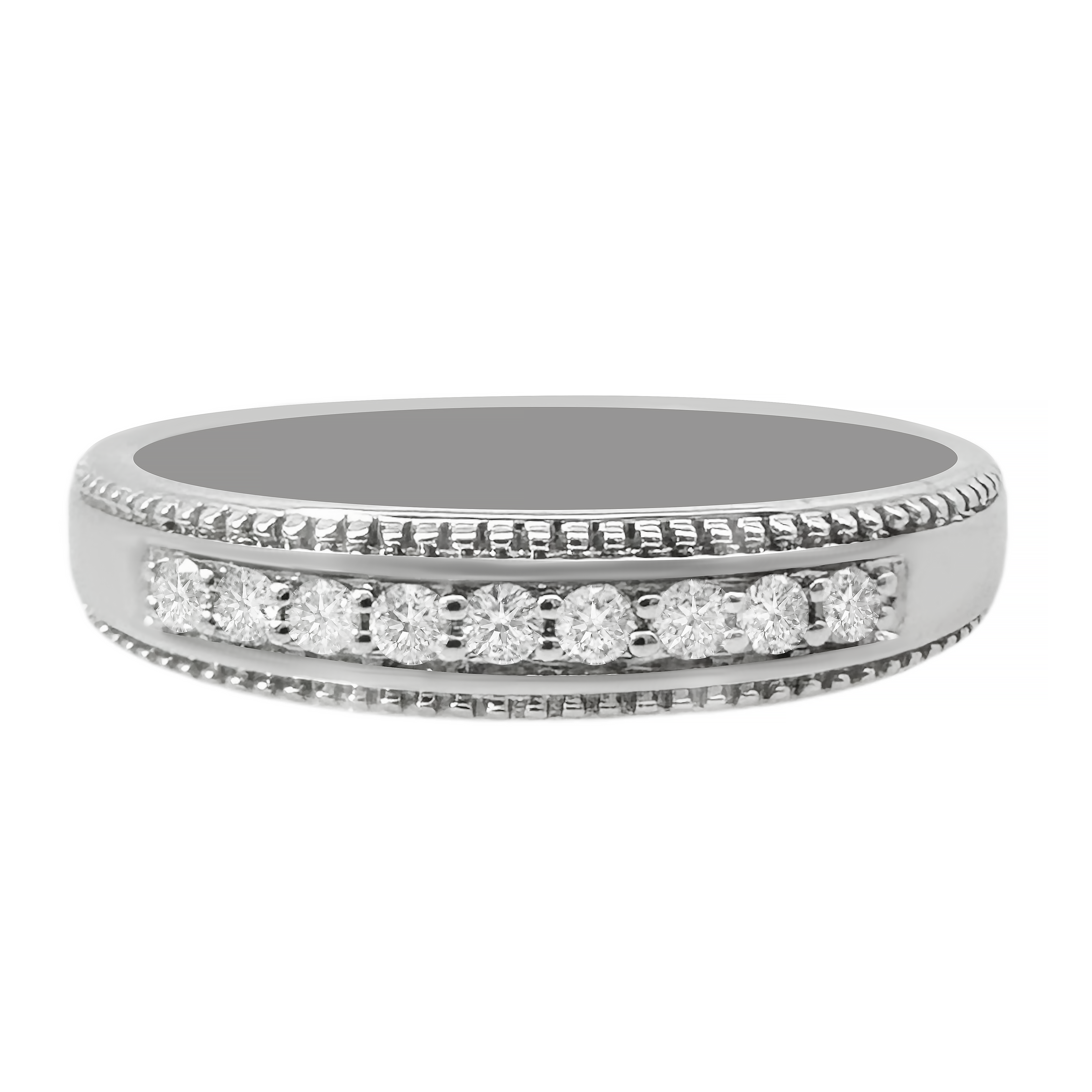 0.20Ct 10K White  Gold Diamond Mens Wedding Band Size 10 2.2Dwt