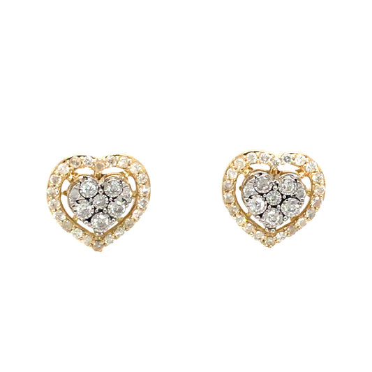 (Uj2)0.39Ctw 14K Yellow Gold Diamond Heart Stud Earrings 1.8
