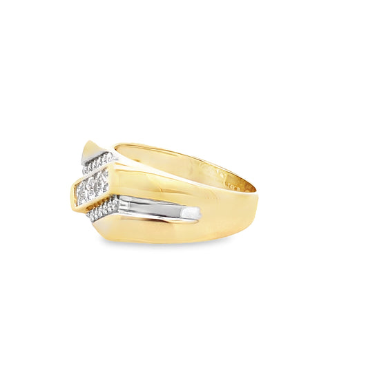 14K Yellow Gold Mens Cubic Zirconia Ring Size 11 5.2Dwt