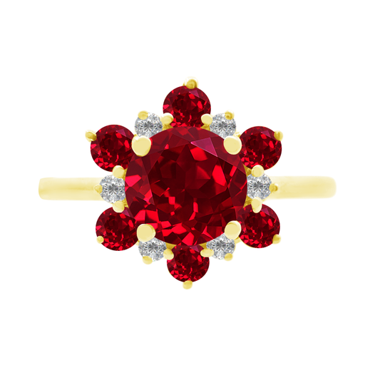 0.22Ct Dia 0.55Ct Ru 14K Yellow Gold Dia & Ruby Fashion Ring Size 7 1.4Dwt