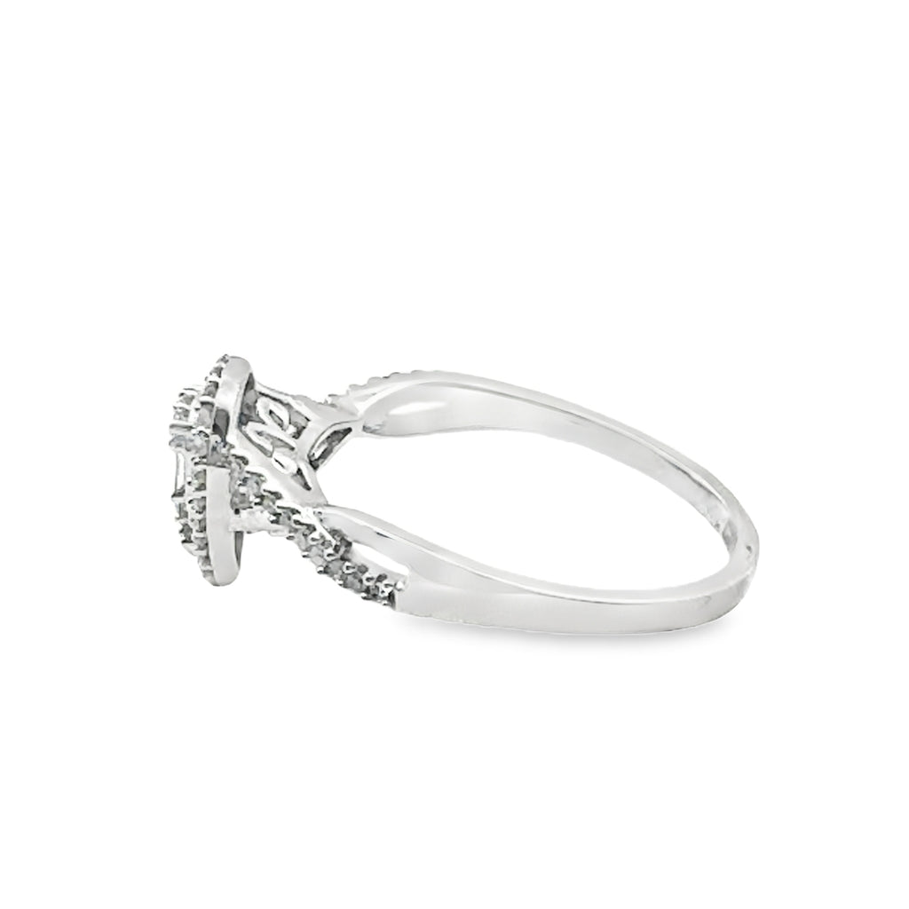 0.25Ct 10K White Gold Diamond Engagement Ring Size 7 1.2Dwt