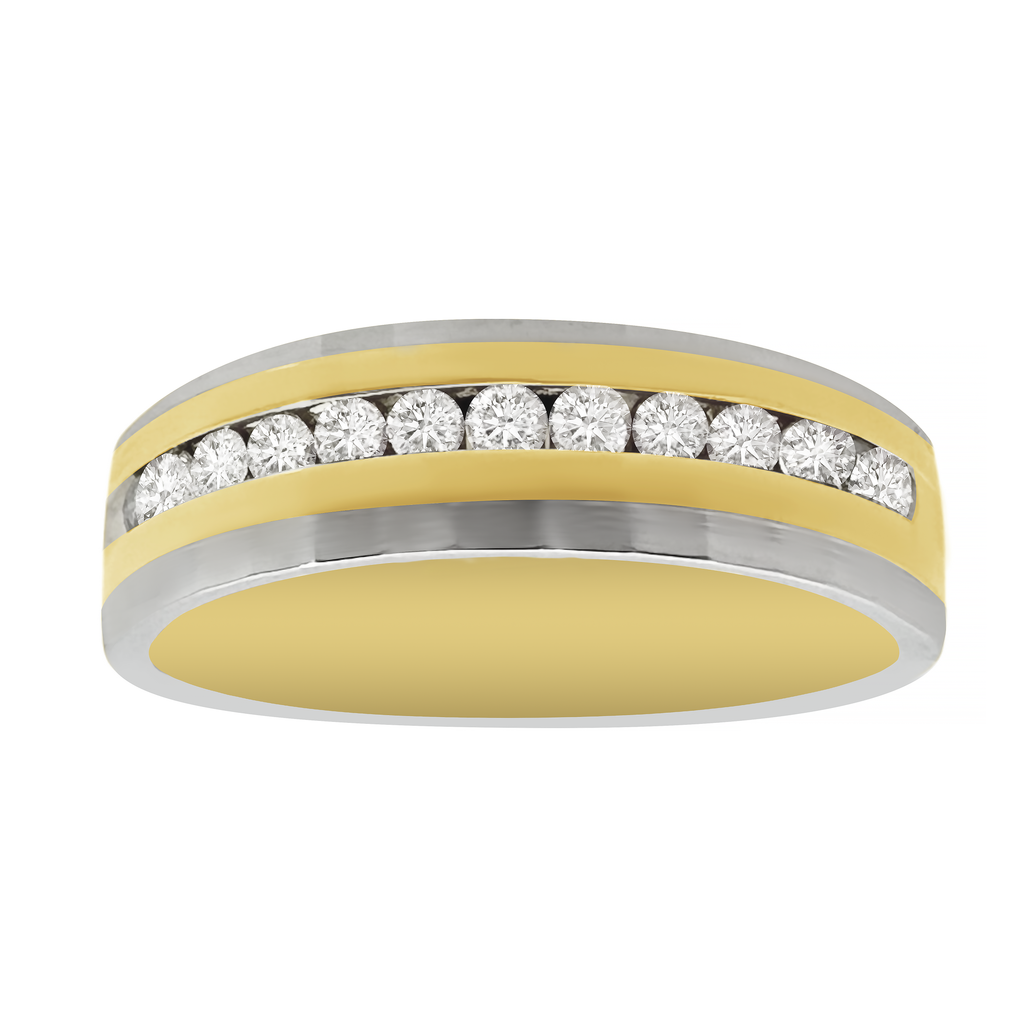 0.35Ctw 10K Two Tone Gold Diamond Wedding Band Mens Ring Size 10.5 3.1Dwt