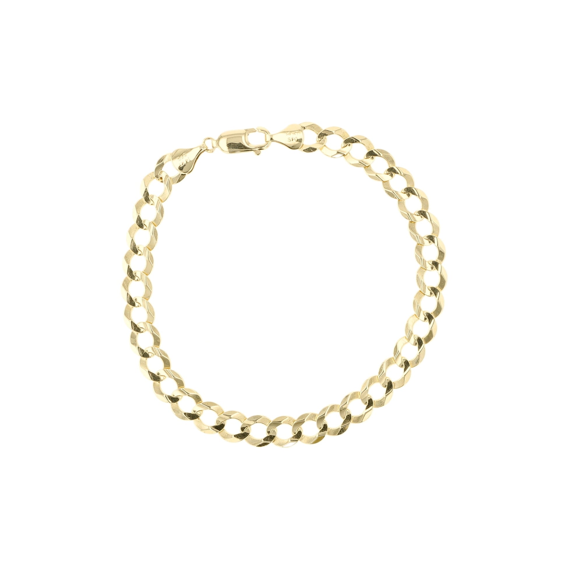 14K Yellow Gold Curb Link Bracelet 7Mm 8In 6.1Dwt