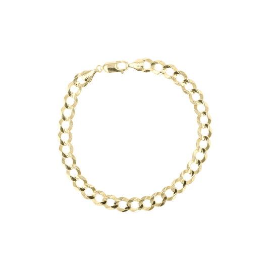 14K Yellow Gold Curb Link Bracelet 7Mm 8In 6.1Dwt