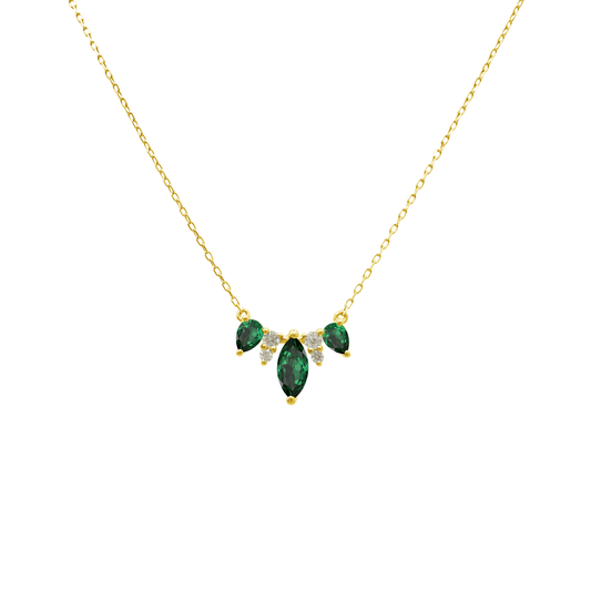 0.10Ct Dia 0.6Ct Em 14K Yellow Gold Emerald Necklace 18In 1.1Dwt