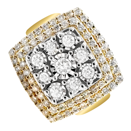 1.25Ctw  10K Yellow Gold Diamond Fashion Ring Size 7 6.4Dwt