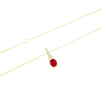 0.04Ct Dia 0.46Ct Ru 14K Yellow Gold Ruby Pendant Necklace 18In 1.0Dwt
