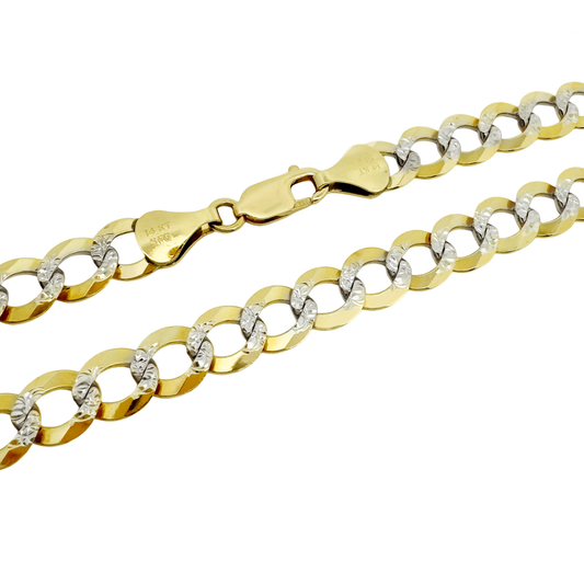 14K Two Tone Gold Italian Curb Link Chain 8.5Mm 26In 2705Dwt