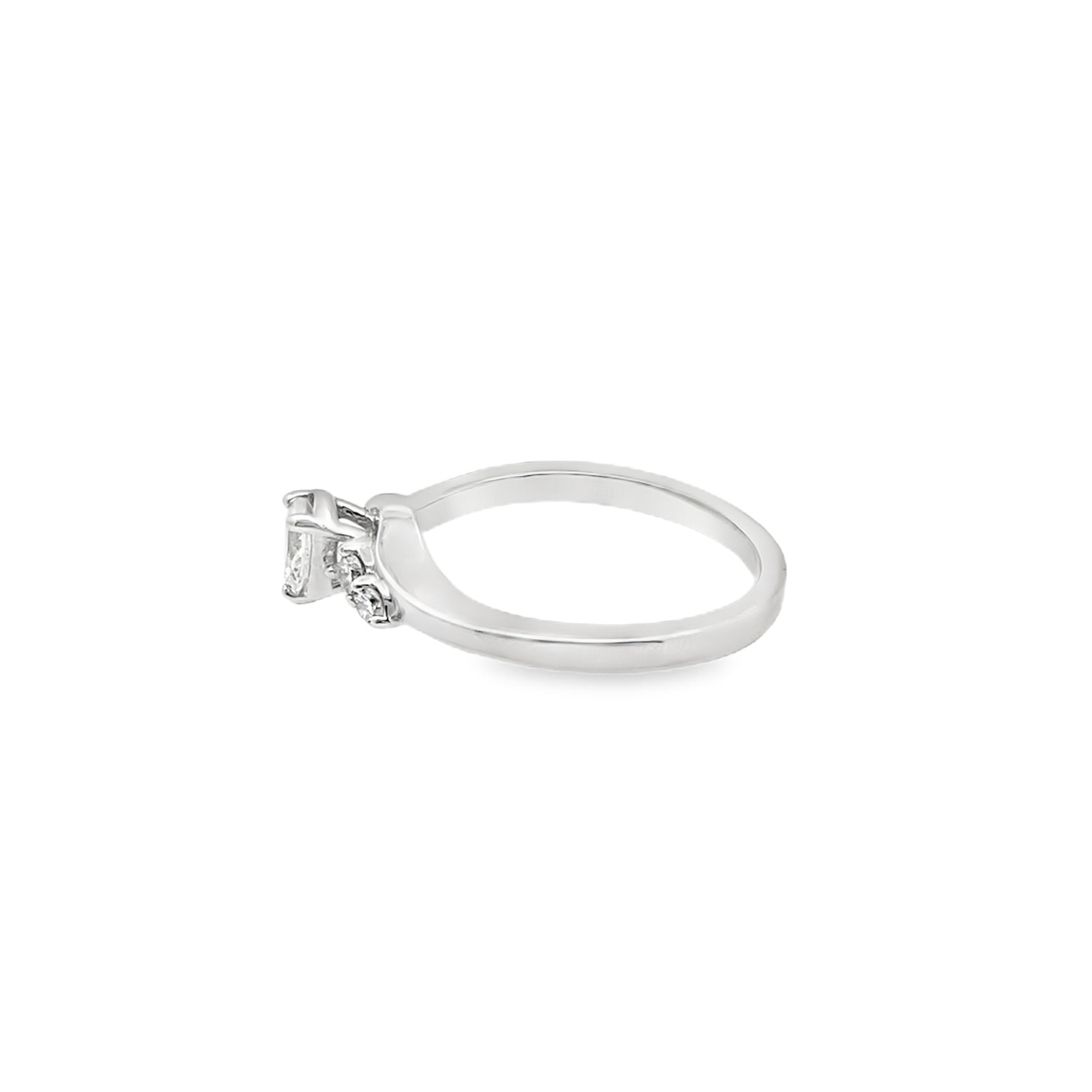 0.33Ctw 14K White Gold Pear Diamond Bridal Ring Set Sz 7 2.0 Dwt