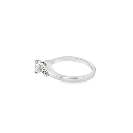 0.33Ctw 14K White Gold Pear Diamond Bridal Ring Set Sz 7 2.0 Dwt