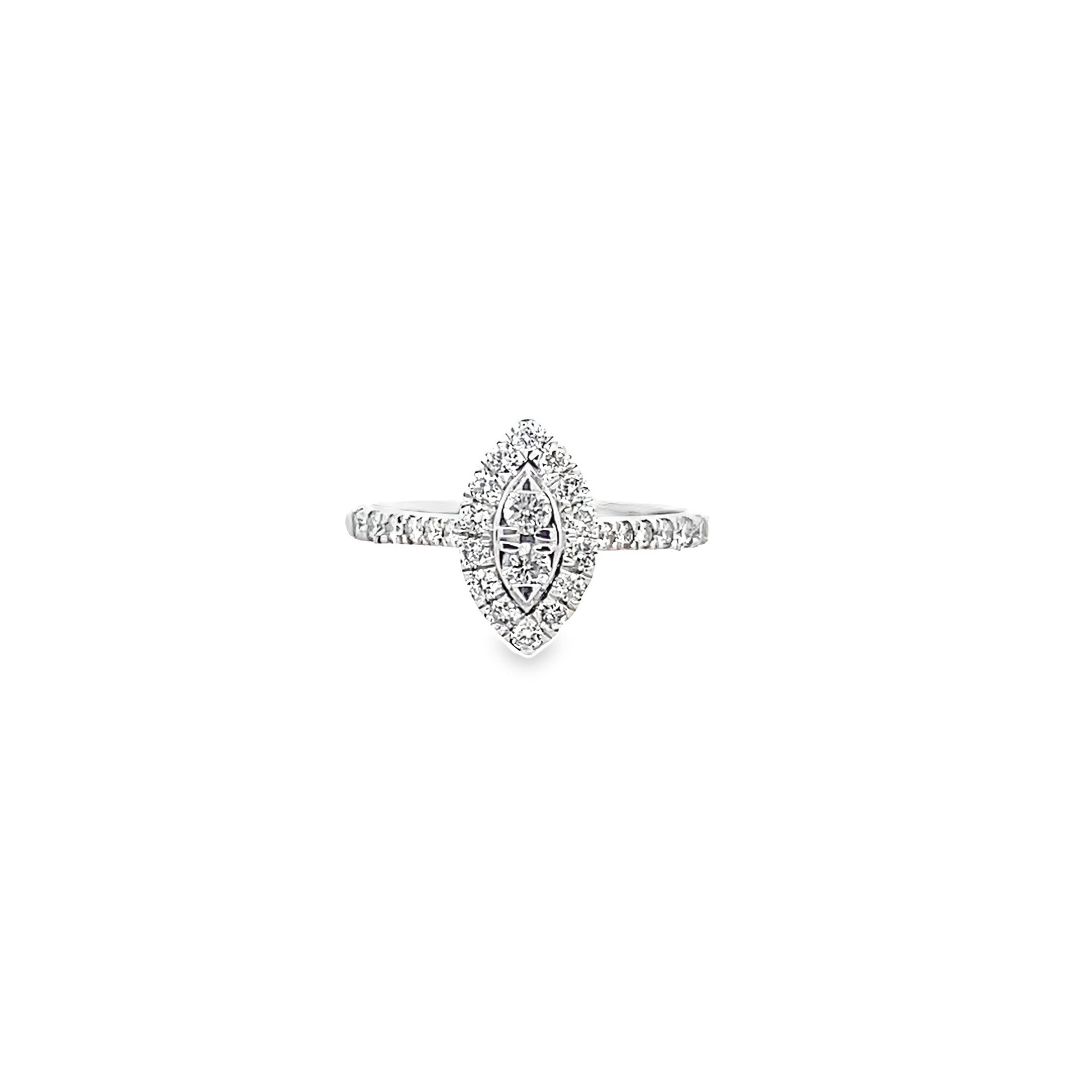 0.50Ctw 14K White Gold Diamond Fashion Ring Size 7 2.0Dwt