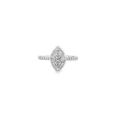 0.50Ctw 14K White Gold Diamond Fashion Ring Size 7 2.0Dwt