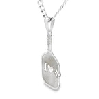 10K White Gold Pickleball Paddle Pendant 1.3Dwt