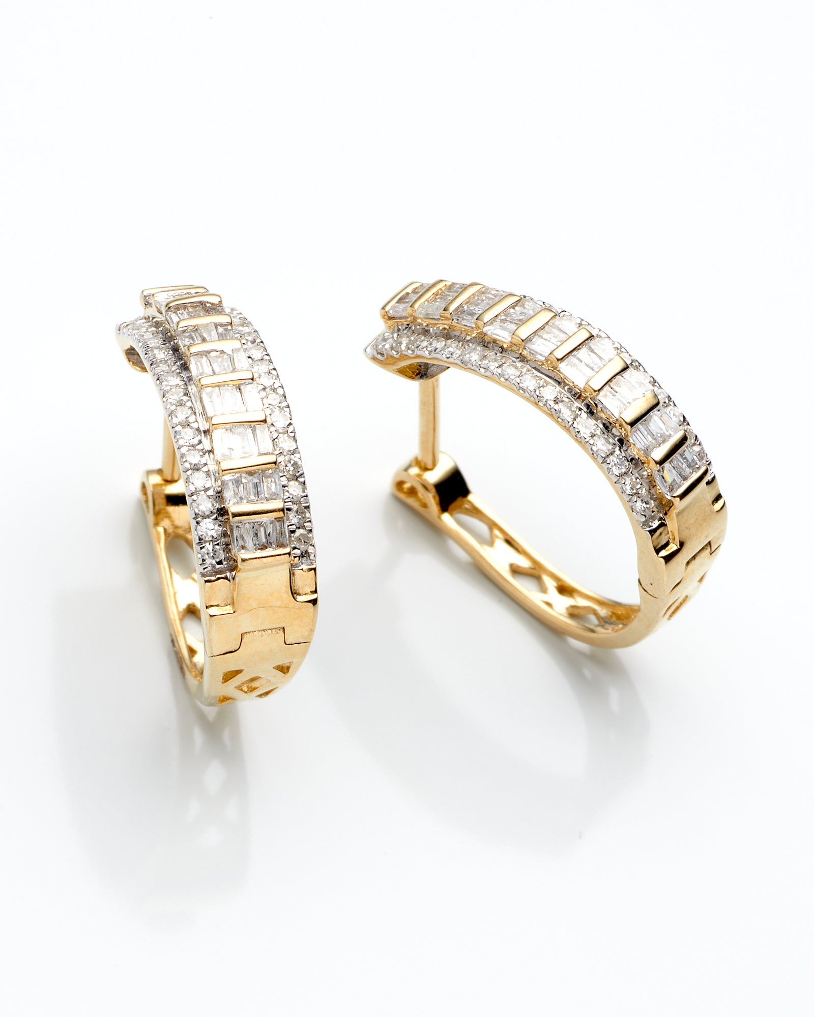 0.50Ctw 10K Yellow Gold Diamond Hoop Earrings