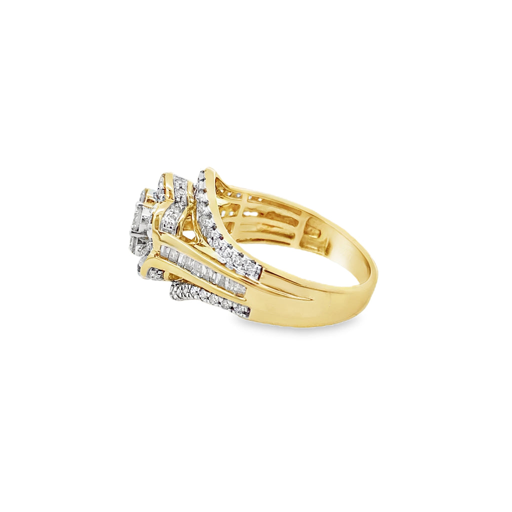 1.00Ctw 10K Yellow Gold Diamond Fashion Ring Size 7 2.8Dwt