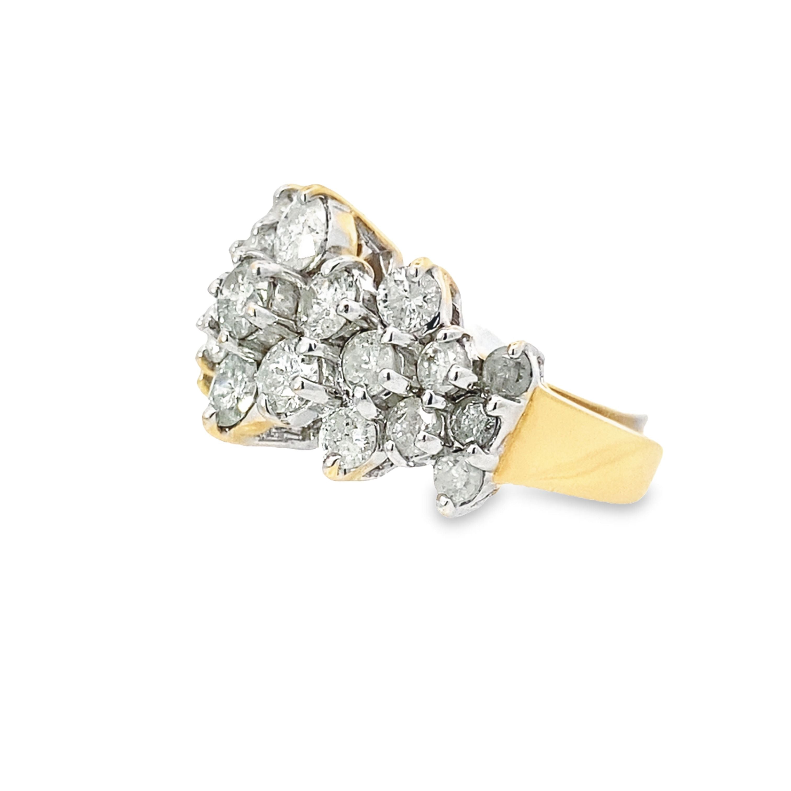 14K Yellow Gold Diamond Fashion Ring Size 7 4.4Dwt