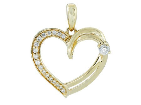 0.15Ctw 14K Yellow Gold Diamond Heart Pendant 1.1Dwt