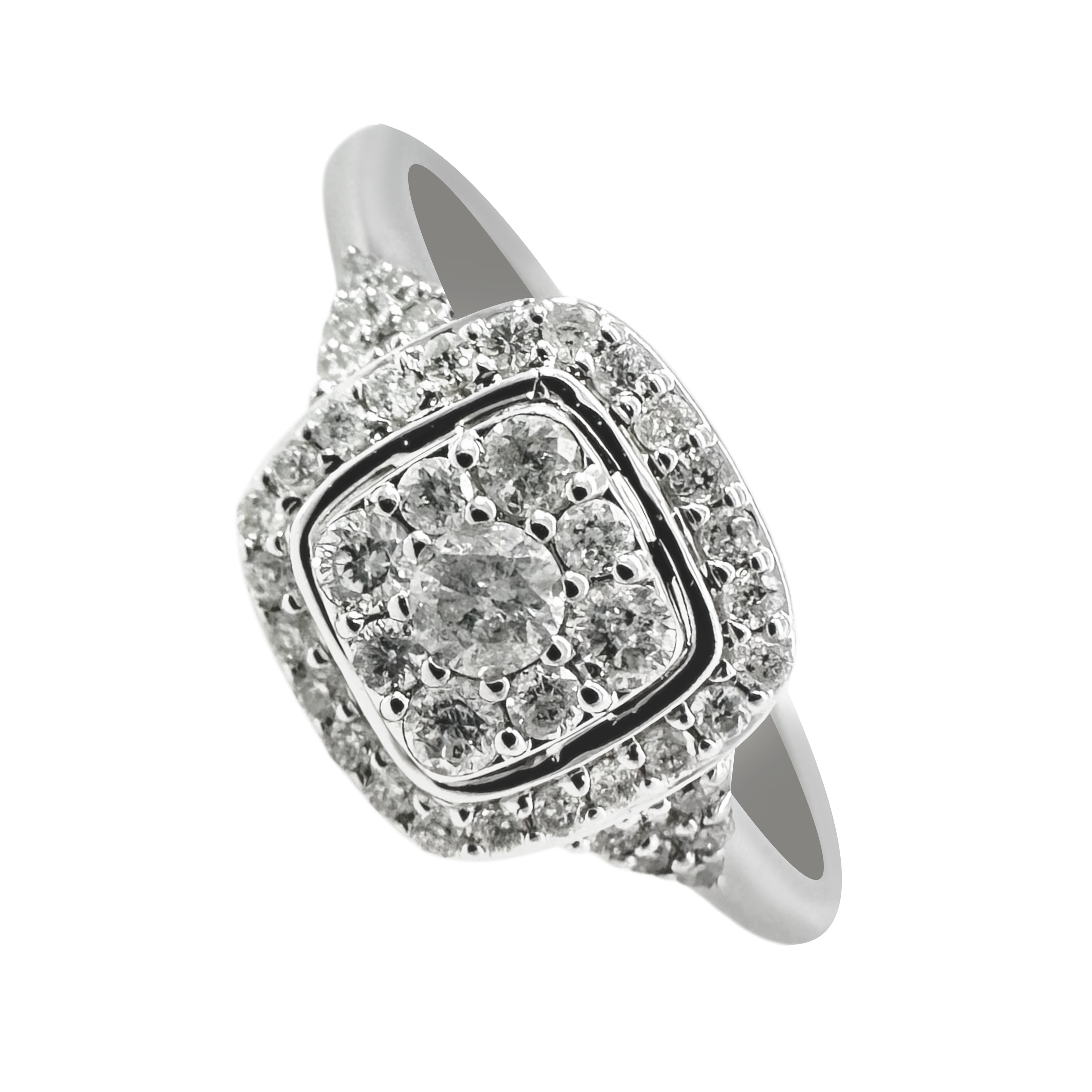 0.33Ctw 10K White  Gold Diamond Engagement Rings Size 7 1.7Dwt