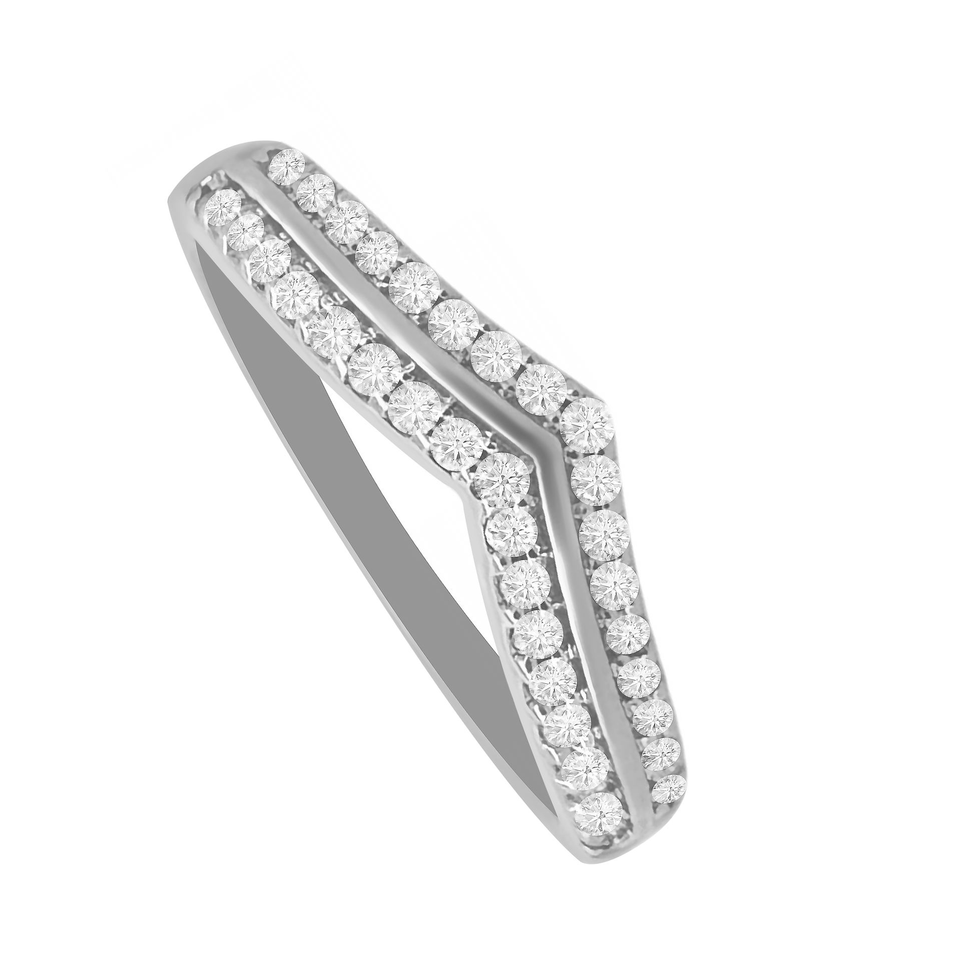 0.35Ctw 14K White Gold Diamond Wedding Band Size 7 1.7Dwt